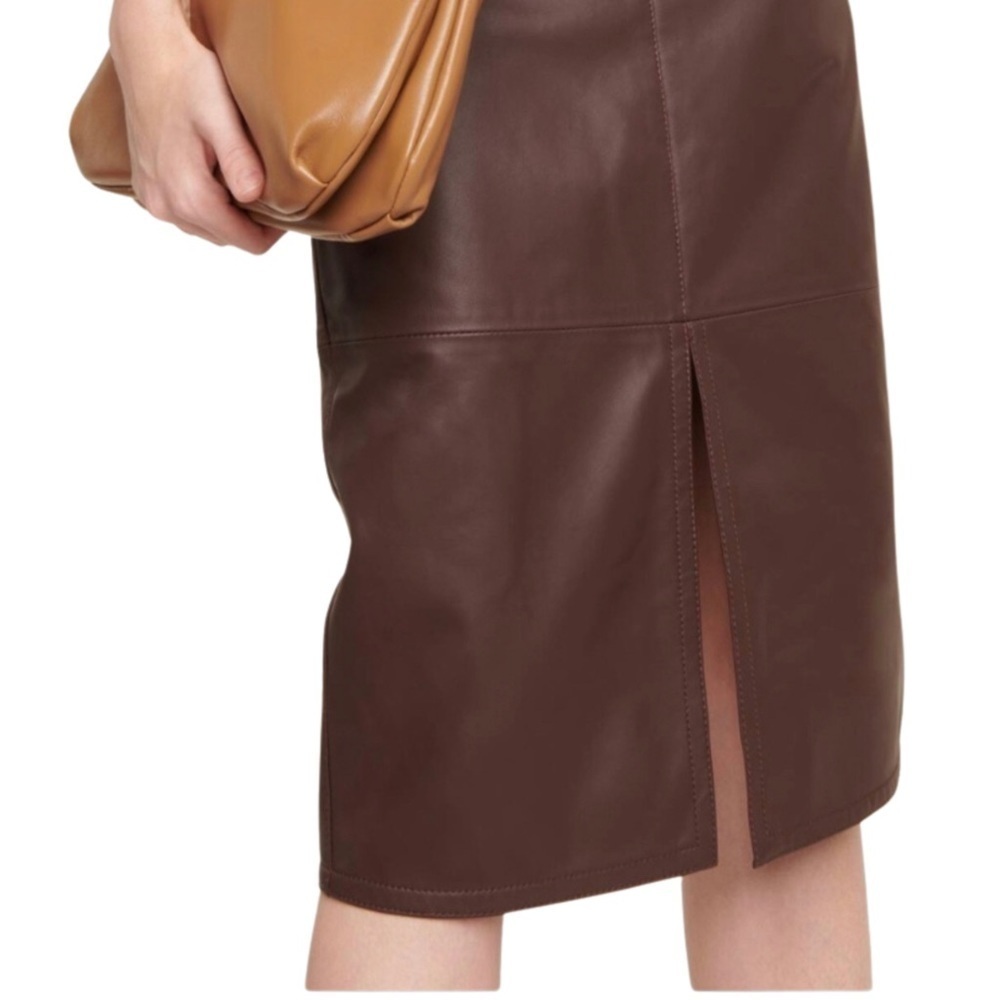 Elegant Brown Leather Skirt